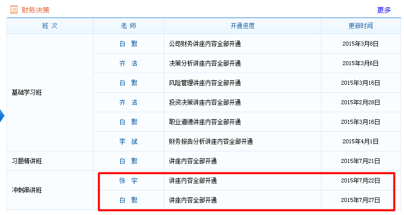 CMA《財務(wù)決策》沖刺串講班課程已經(jīng)全部開通