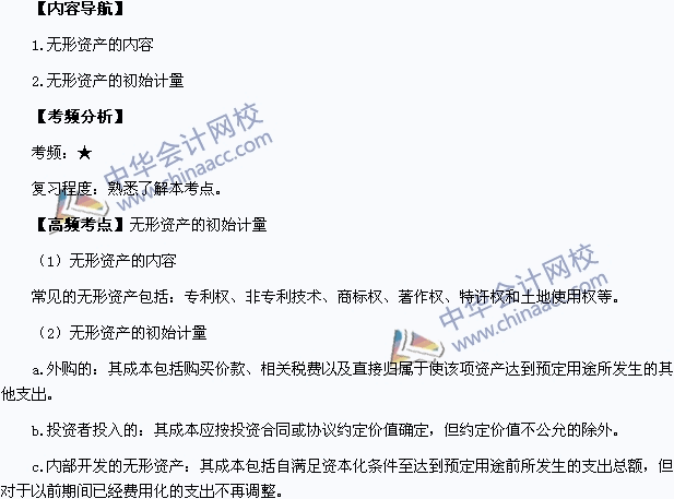 中級會計(jì)職稱考試《中級會計(jì)實(shí)務(wù)》高頻考點(diǎn)：無形資產(chǎn)的初始計(jì)量