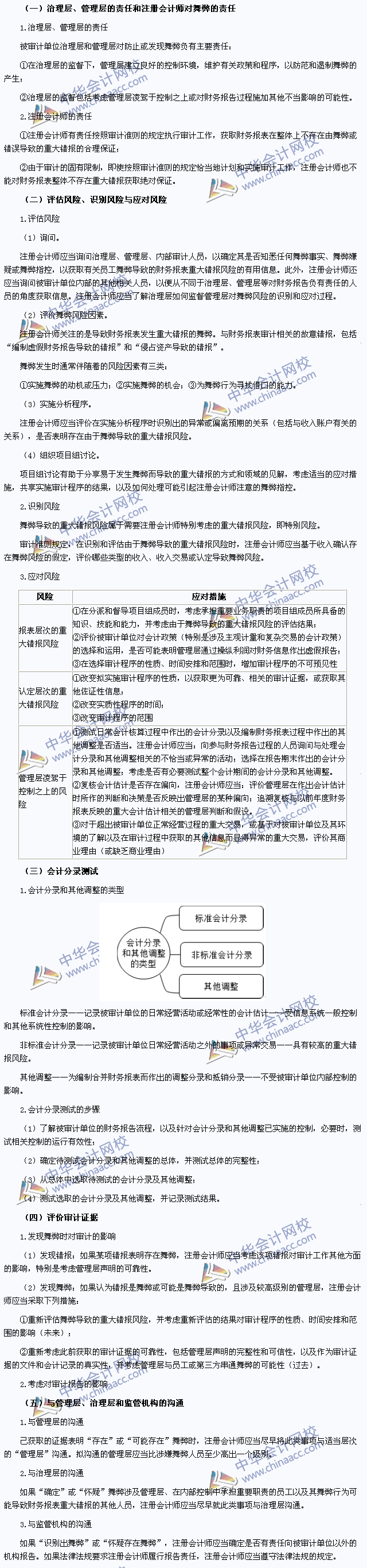 2015注會審計(jì)高頻考點(diǎn)：財(cái)務(wù)報表審計(jì)中與舞弊相關(guān)的責(zé)任
