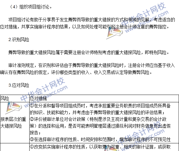 注冊會計師《審計》高頻考點：財務報表審計中與舞弊相關(guān)的責任
