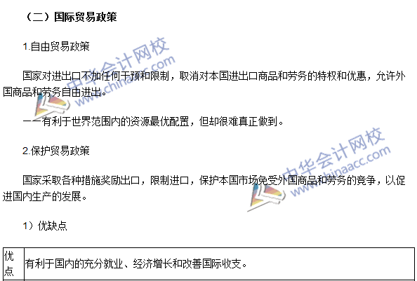 《審計(jì)專業(yè)相關(guān)知識(shí)》高頻考點(diǎn)：國(guó)際貿(mào)易理論與政策