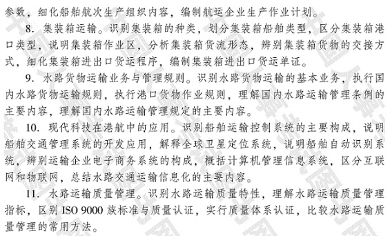 2017年《運輸經(jīng)濟（水路）專業(yè)知識與實務》(中級）考試大綱