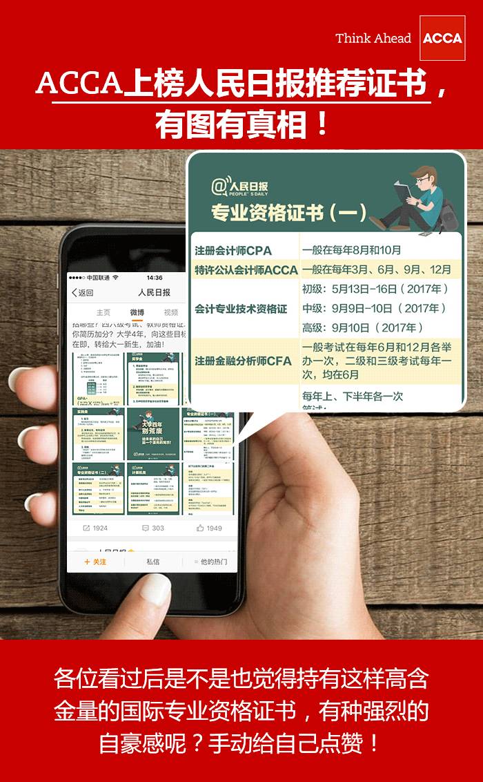 推薦 | ACCA上榜人民日報推薦證書！