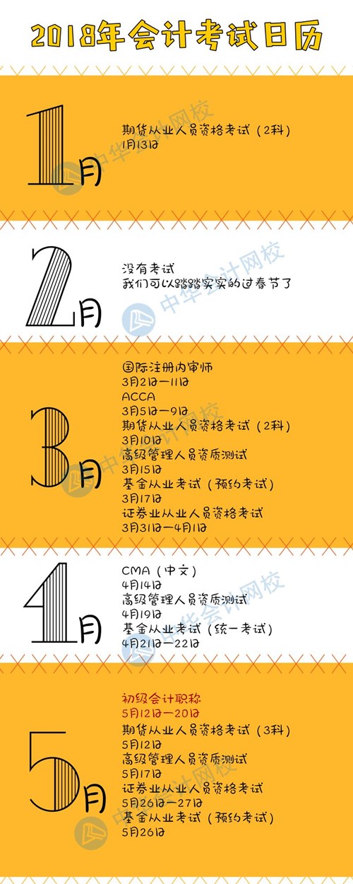 定了！會計(jì)類2018全年考試日歷出爐 注意收藏
