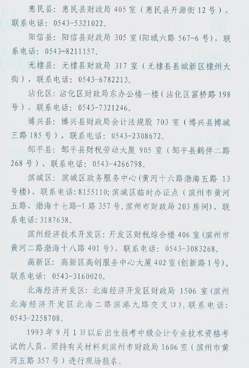 山東濱州2018年中級會計(jì)職稱報名通知