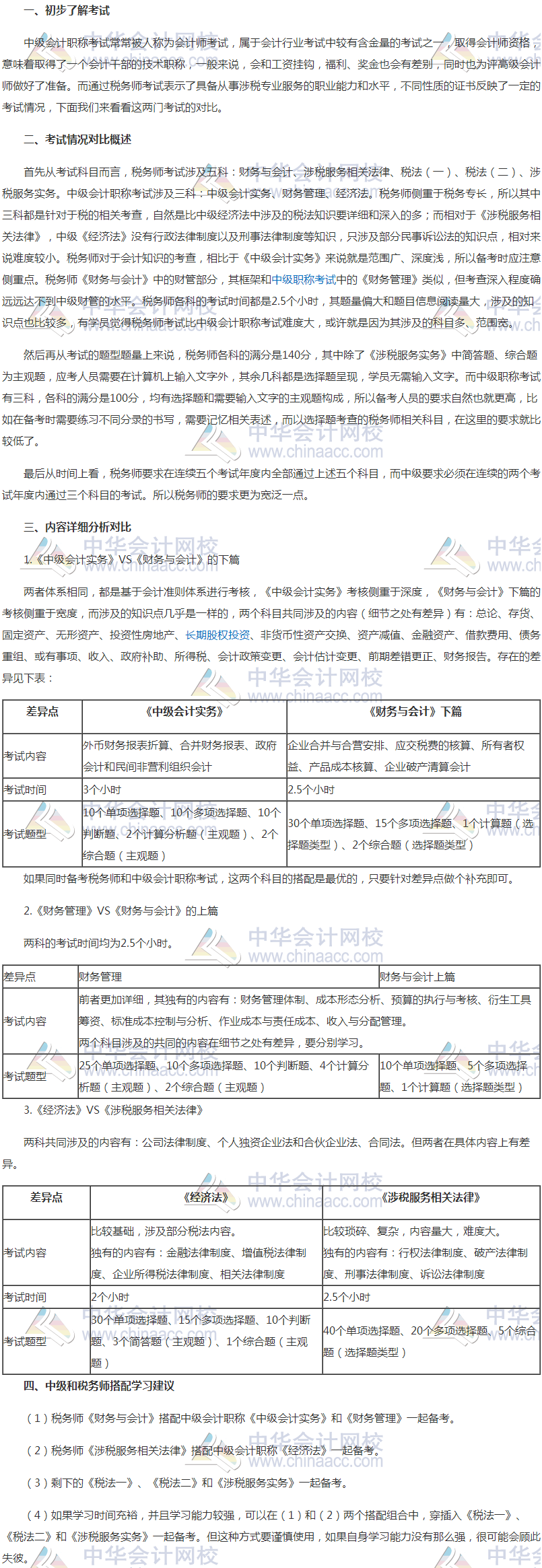 稅務(wù)師考試與中級會計職稱考試的區(qū)別和聯(lián)系，如何搭配學(xué)習(xí)
